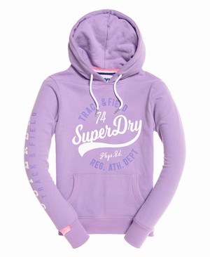 Superdry Track & Field Lightweight Női Kapucnis Pulóver Lila | NIBKY6279